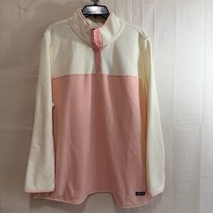 Lands' End Lightweight Powder Fleece Color Block SnapNeck SweatShirt 2X